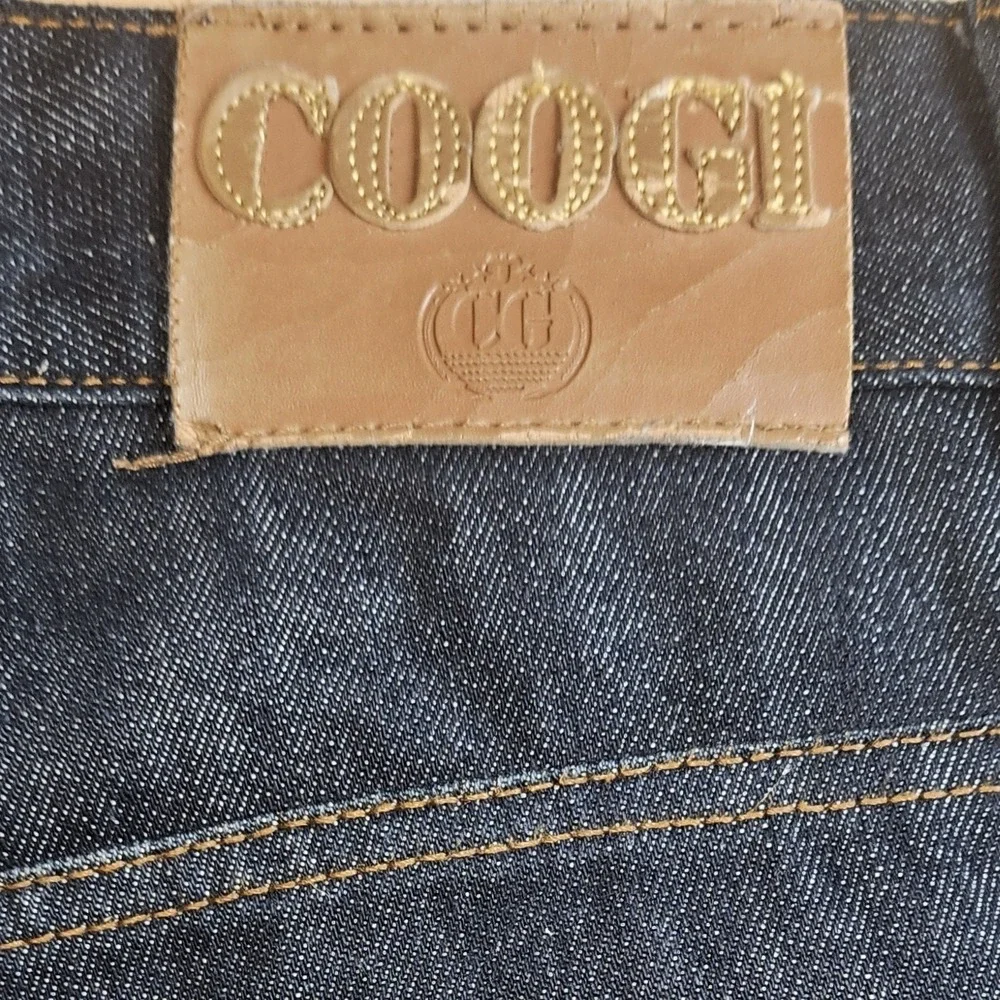 COOGI Jean 34x32 Dark Wash Straight Leg Eagle Embroidered Union Jack Baggy Retro